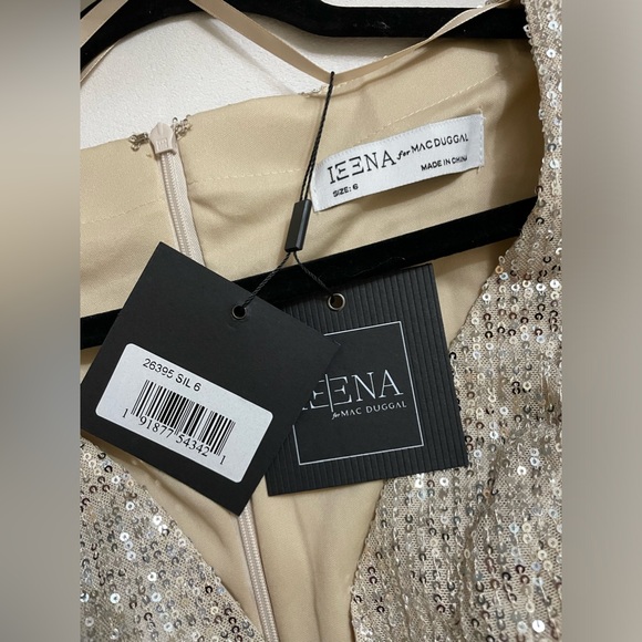 NWT Mac Duggal Sequin Wrap Evening Gown Silver Gold Toned Size 6 - Picture 12 of 12